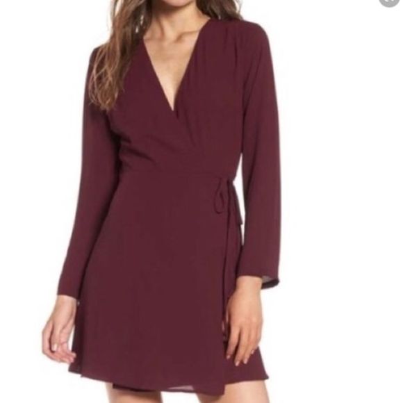 Lush Dresses & Skirts - Lush Elly Wrap Dress Size S Burgundy Berry Wine